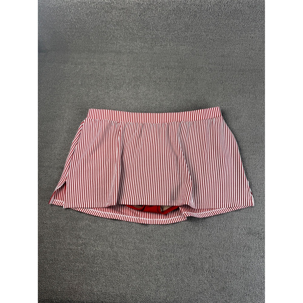 Cacique Swim Skirt Womens Plus 22 Red White Stripe Seersucker Vacation Beach New